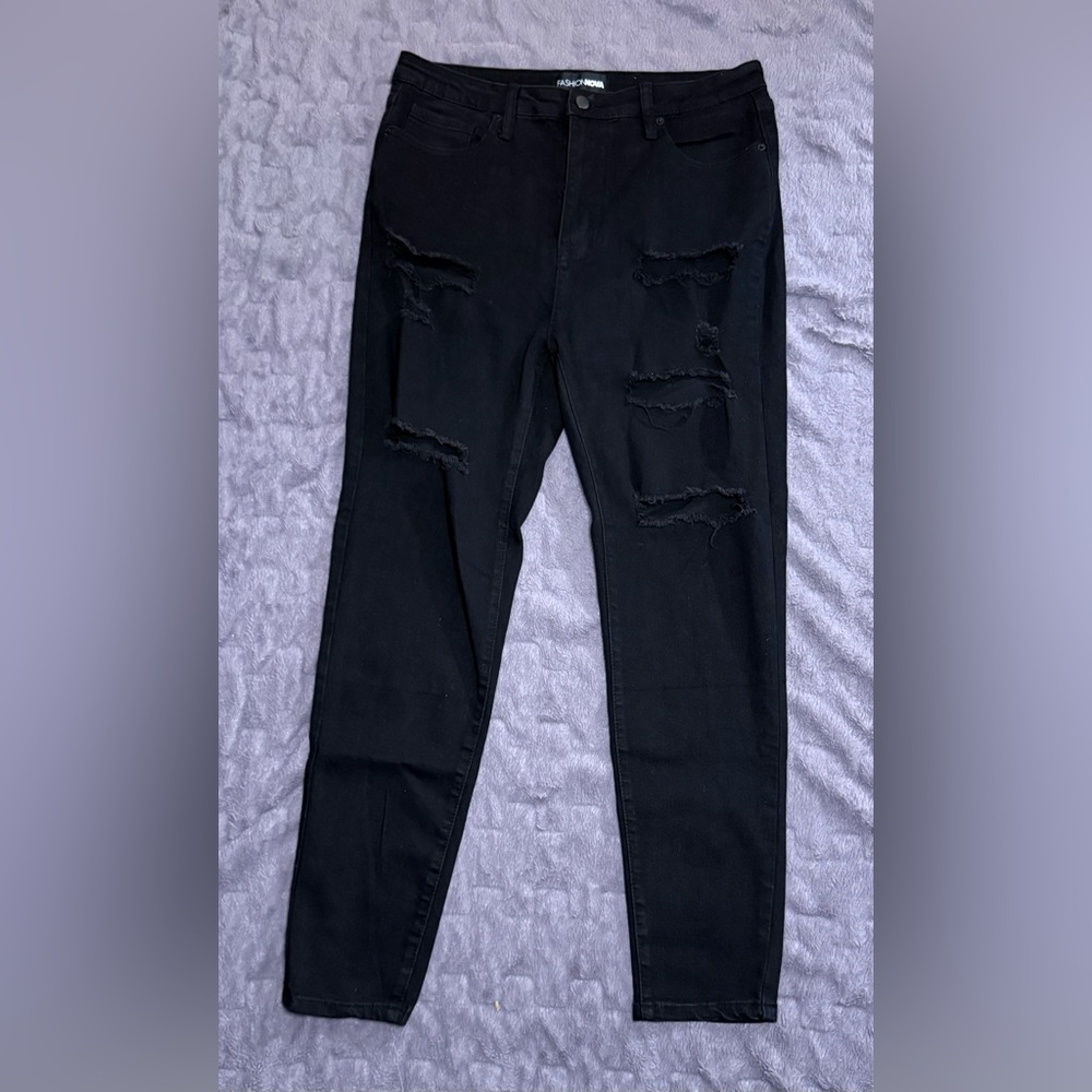 Fashion Nova Black Ripped Jeans